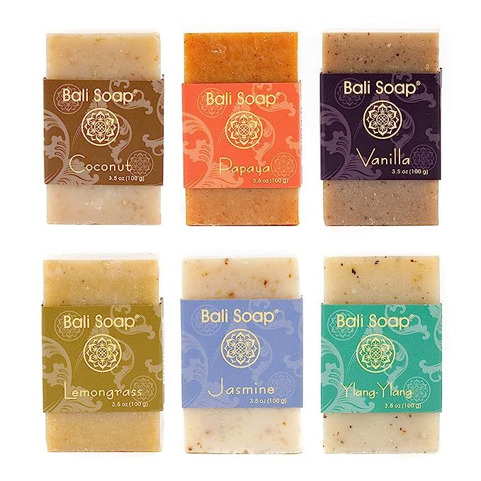 Bali Soap - Natural Soap Bar Gift Set, 6 pc Variety Pack, for Men & Women, Face and Body (Coconut... | Amazon (US)
