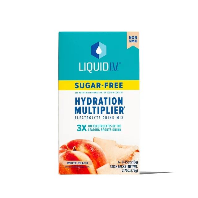 Liquid I.V. Sugar-Free Hydration Multiplier Electrolyte Powder Packet Drink Mix, White Peach, 6 C... | Walmart (US)