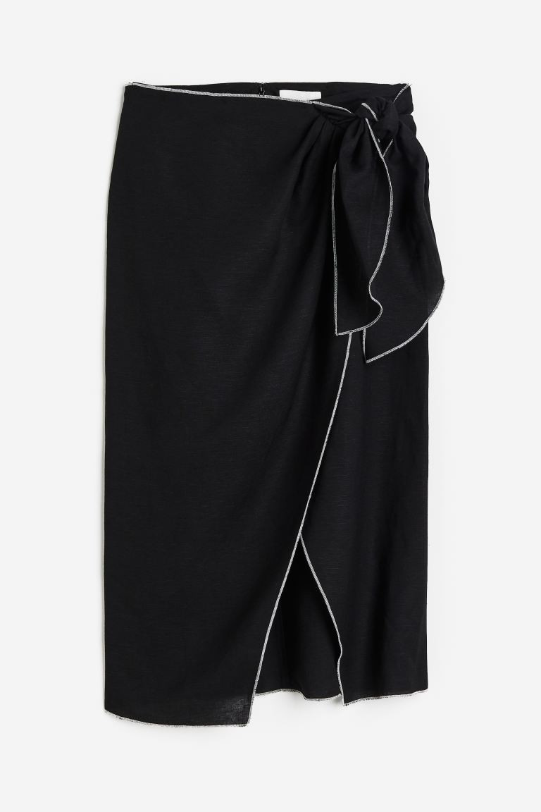 Linen-blend Wrap-front Skirt | H&M (US + CA)