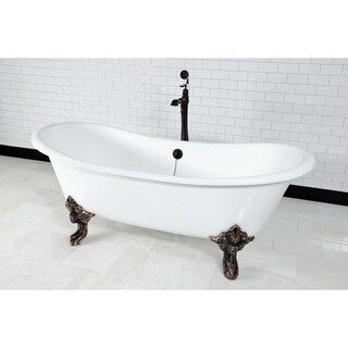 72-in Cast Iron Double Slipper Clawfoot Tub (No Faucet Drillings) (Oil Rubbed Bronze) | Bed Bath & Beyond