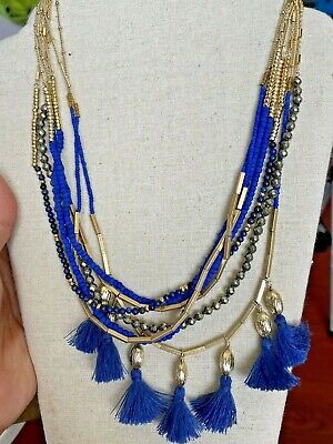 Stella & Dot blue multi necklace with tasseled | eBay US