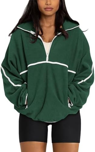 LASLULU Womens Half Zip Pullover Sweatshirt Sherpa Fleece Jacket Oversized Sweatshirts Warm Fuzzy... | Amazon (US)