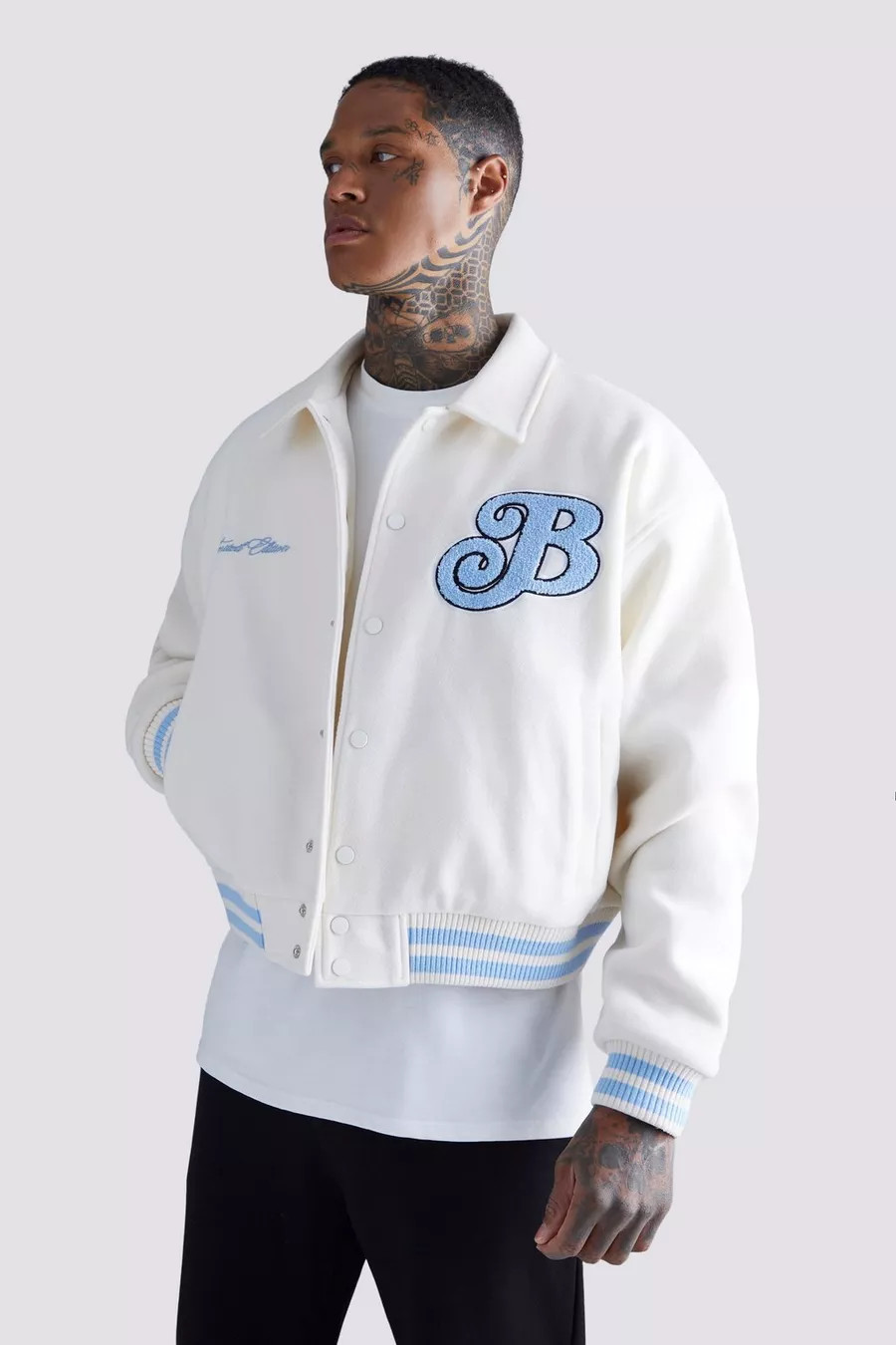 Boxy Melton Varsity Jacket | Boohoo.com (UK & IE)