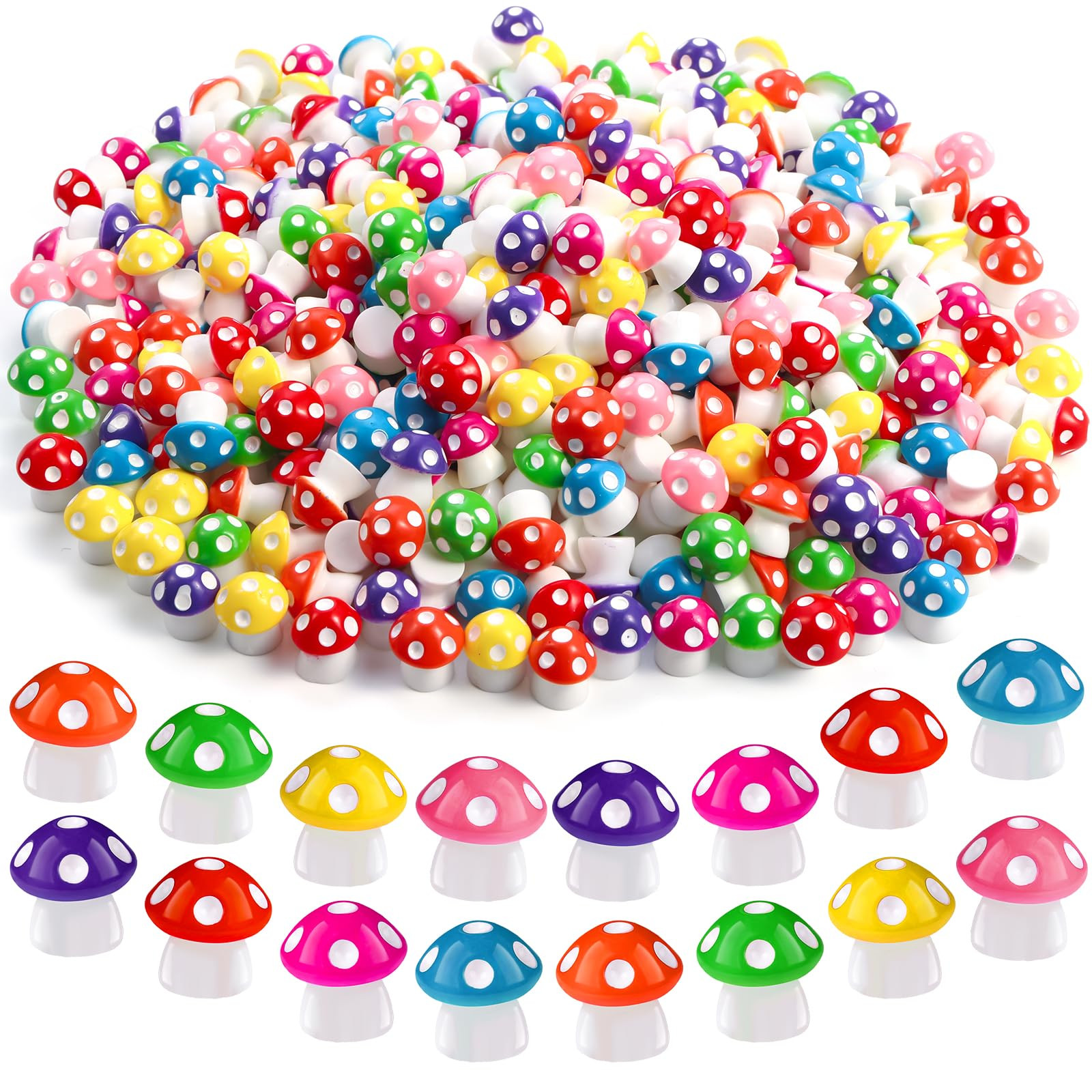 100pcs Mini Resin Mushroom 8 Colors Small Mushrooms Figures Tiny Resin Mushrooms Plastic Little Miniature Mushrooms Bulk for Dollhouse Decor Micro Fairy Garden Landscape Aquarium Tiny Toys | Amazon (US)