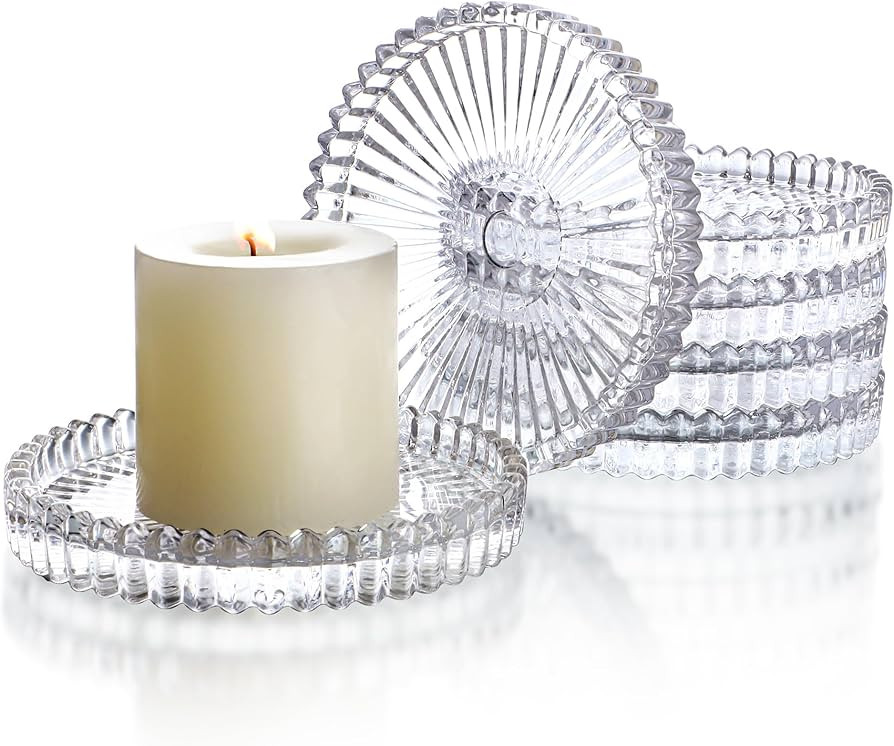 6PCS Clear Glass Pillar Candle Holder Plates,4 Inch Round Glass Candle Plate,Candle Tray Plates f... | Amazon (US)