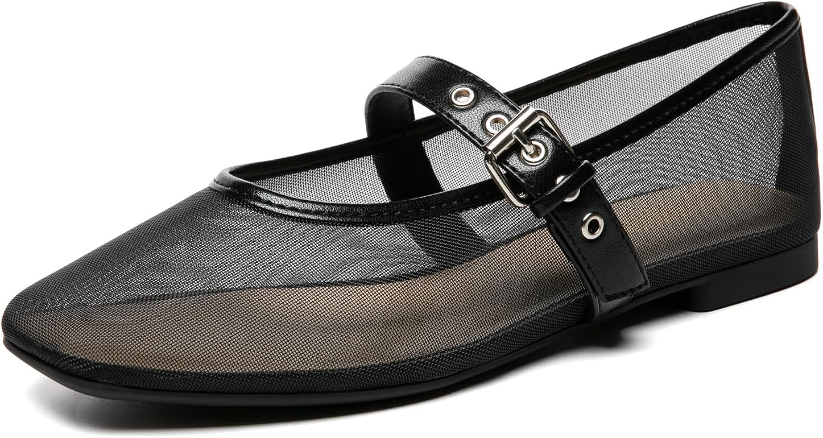 Rihero Mesh Ballet Flats for Women Square Toe Mary Jane Flats Comfortable Casual Ballerina Shoes | Amazon (US)