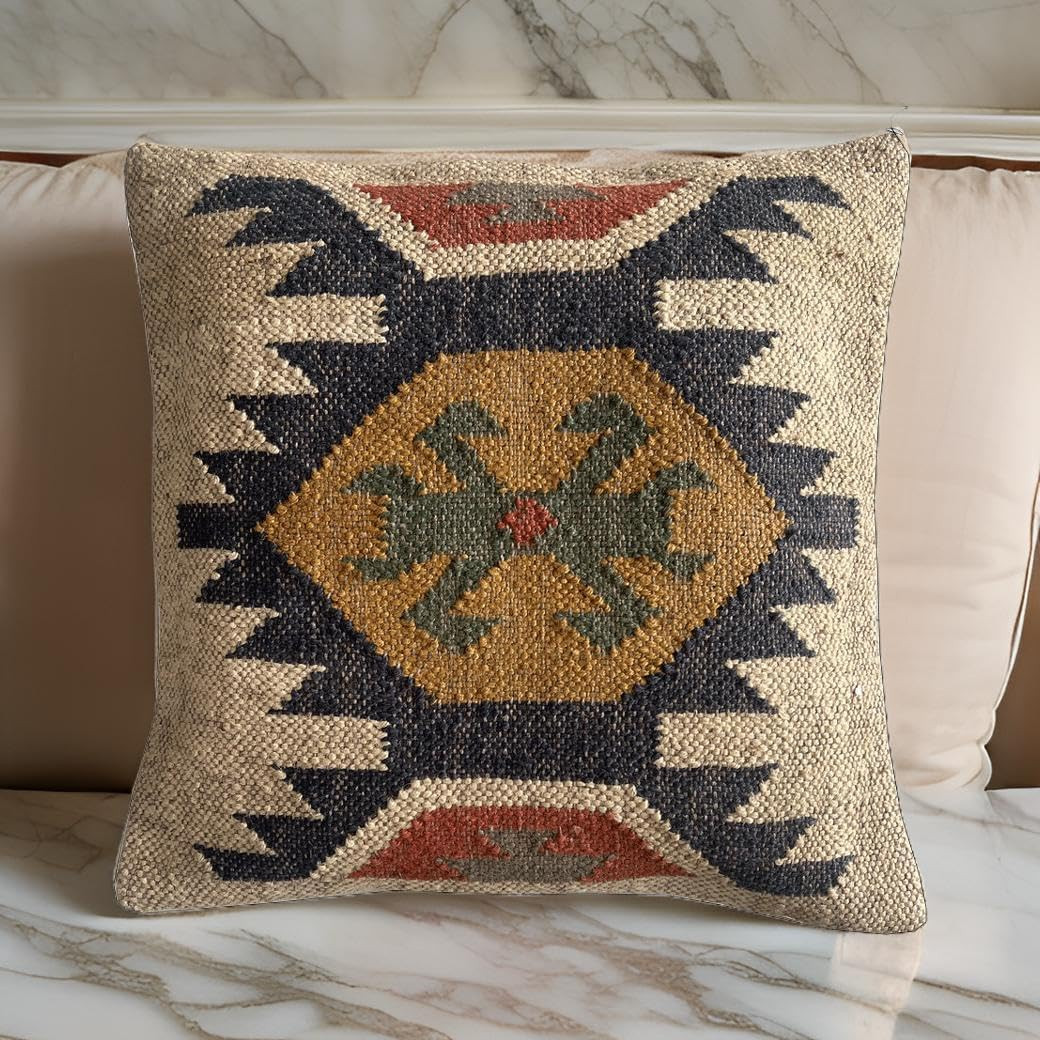 Kilim Pillow Cover Vintage Square Cushion Handwoven Pillow Case Ethnic Pillow Cover 18 X 18 India... | Amazon (US)