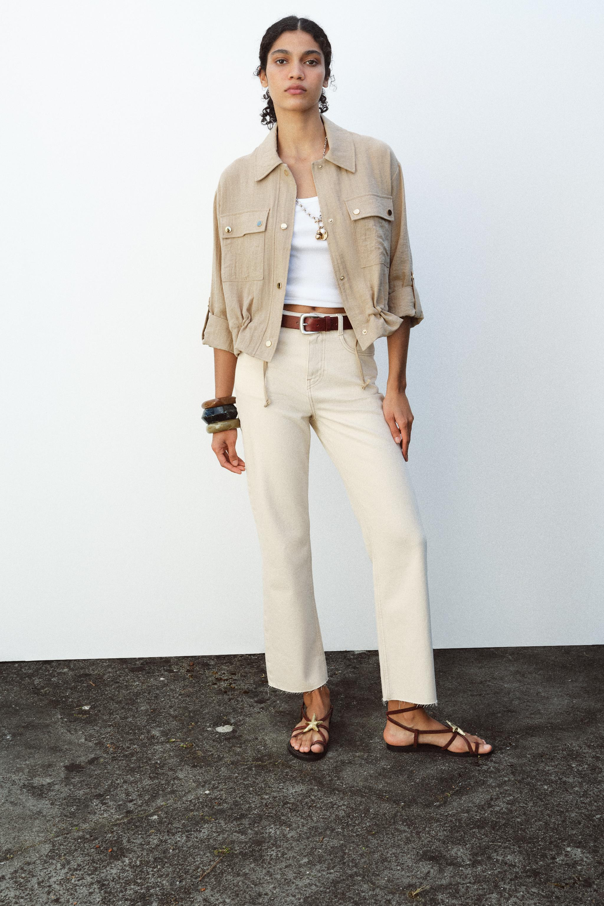 BELTED SLEEVE CROPPED JACKET | Zara US