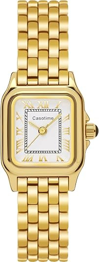 Women's Gold Watch, Vintage Rectangular Case Reloj para Mujer with Roman Numeral Dial, Small Brac... | Amazon (US)