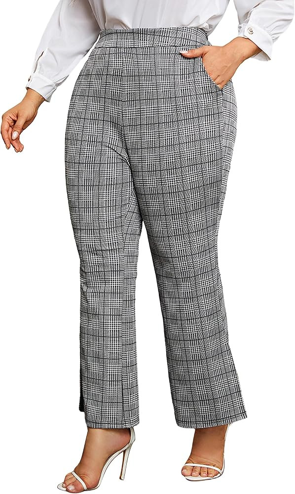 Kim Curvy Plus Size Flare Dress Pants Pants for Women High Waist Pants Bell Bottom with Pockets f... | Amazon (US)