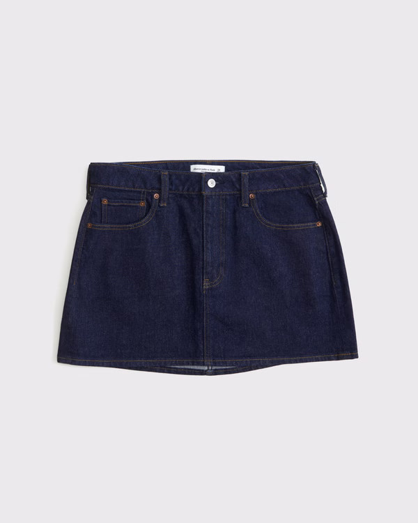 Curve Love Mid Rise Denim Mini Skirt | Abercrombie & Fitch (US)