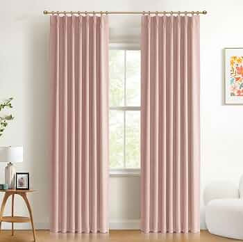 100% Blackout Shield Linen Look Textured Pinch Pleated Curtains Blackout Drapes 90 Inch Long 2 Pa... | Amazon (US)