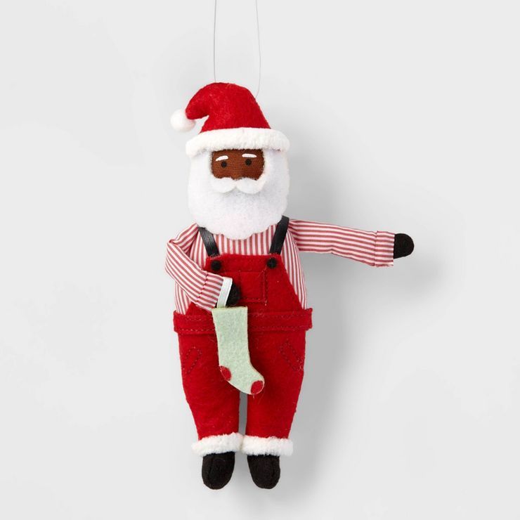 Fabric Santa with Stocking &#38; Overalls Christmas Tree Ornament - Wondershop&#8482; | Target