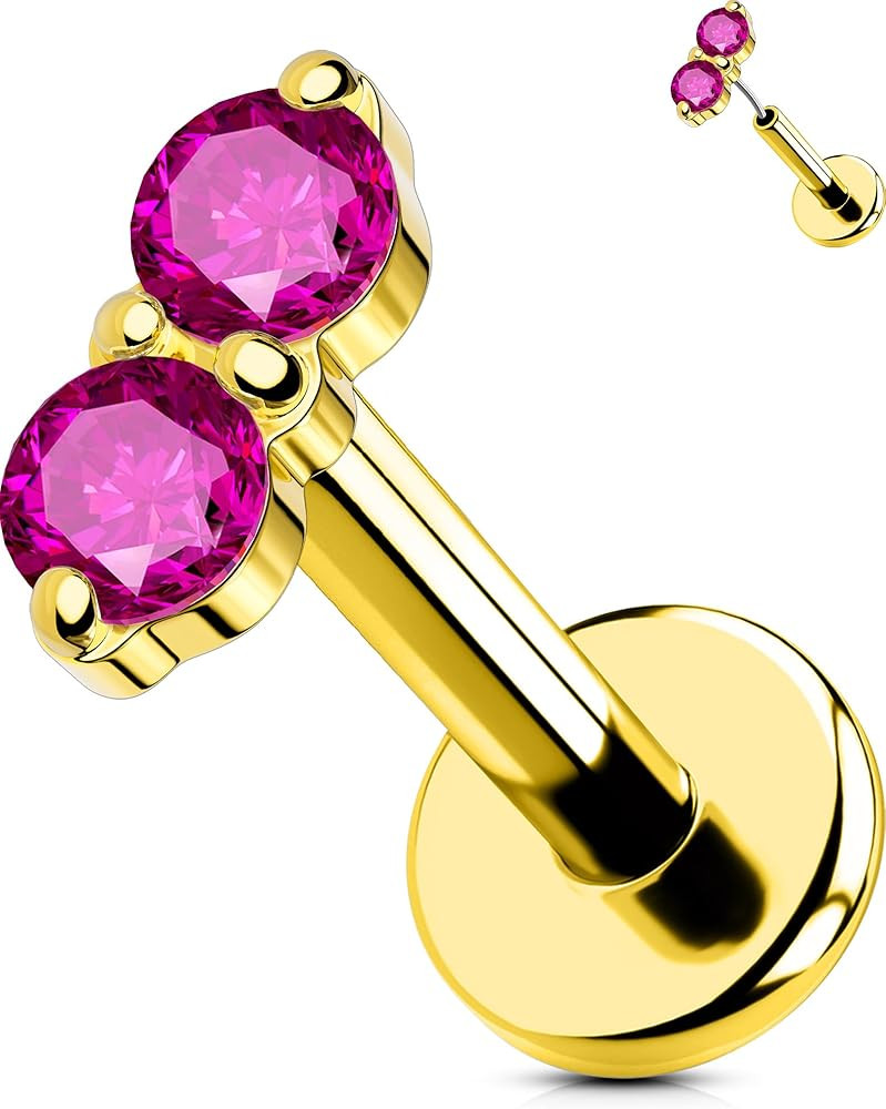 OUFER 16G Cartilage Piercing Jewelry, 316L Stainless Steel & Gold Flat Back Helix Earrings, 2MM C... | Amazon (US)