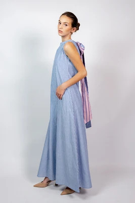 Tibi Dress | Blue/Pink Pinstripe | SUE SARTOR