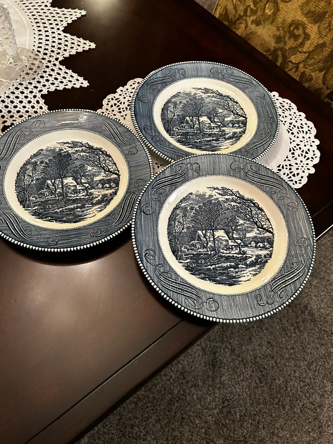 Vintage Lot of 3 Vintage Currier & Ives Dinner Plate ~ Antique Royal China ~ Made in the USA | Etsy (US)