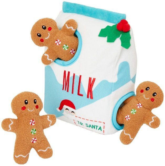 Frisco Holiday Milk & Gingerbread Cookies Hide and Seek Puzzle Plush Squeaky Dog Toy | Chewy.com