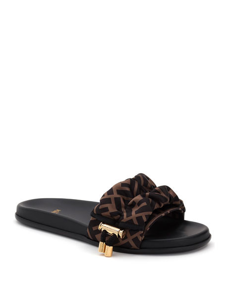 Fendi Illusion FF Slide Sandals | Neiman Marcus