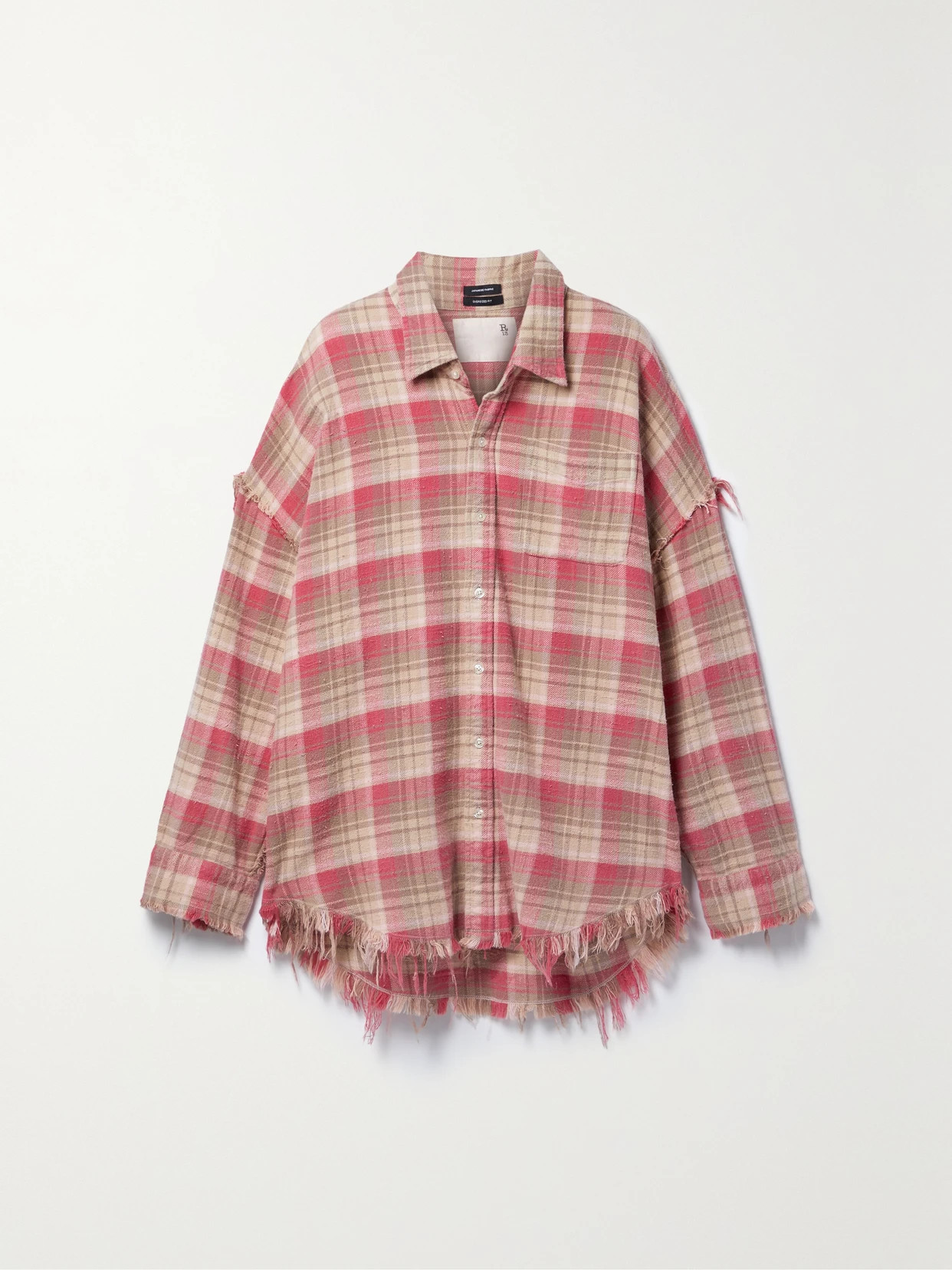 R13 - Frayed Checked Cotton-flannel Shirt - Red | NET-A-PORTER (US)