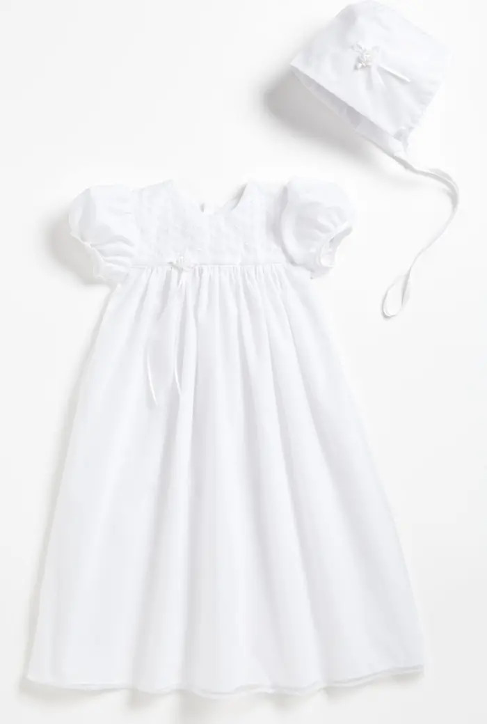 Embroidered Christening Gown & Bonnet | Nordstrom