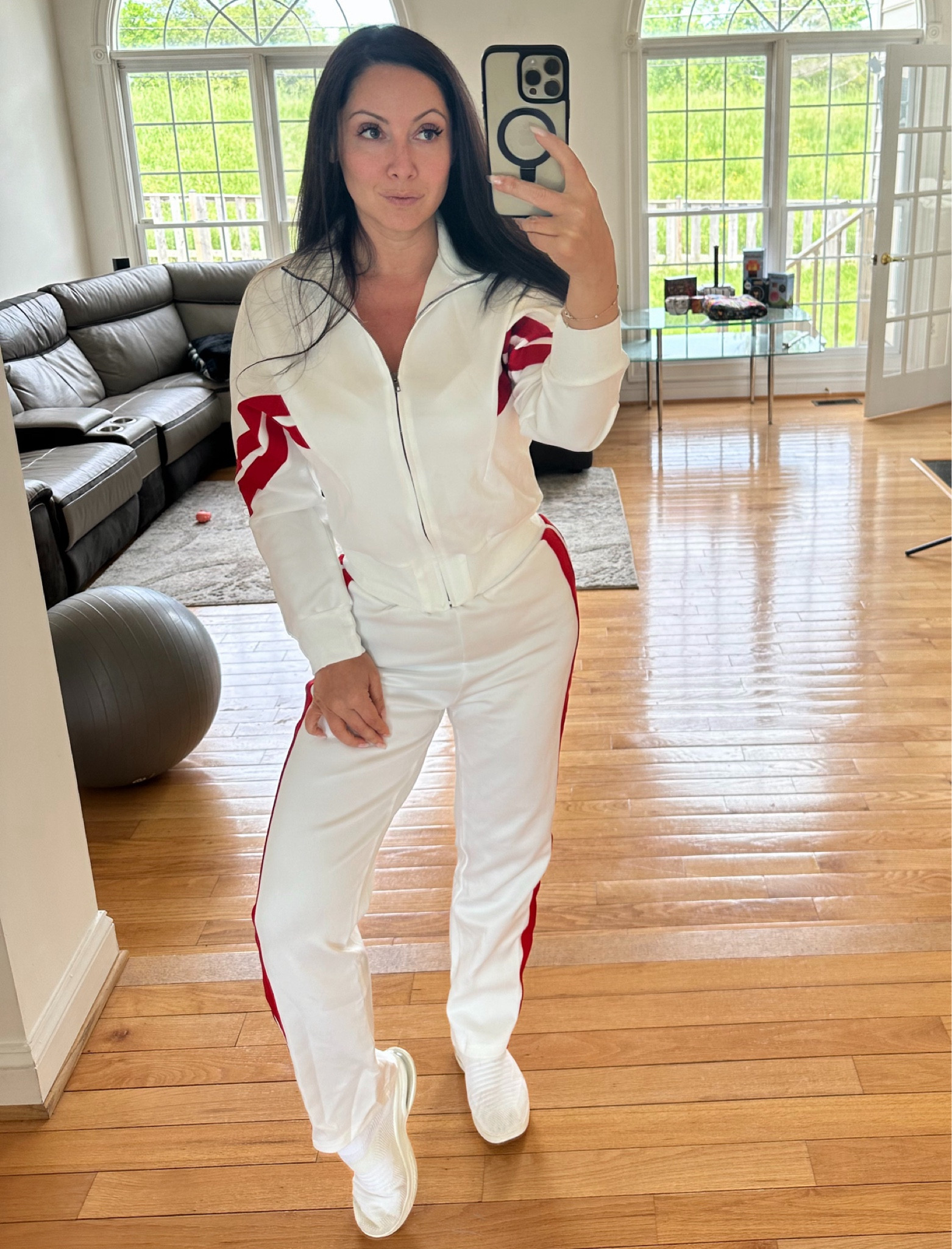 White jumpsuit with red trim! So classy. Almost sold out grab yours now! 

#LTKFindsUnder50 #LTKStyleTip #LTKSaleAlert
