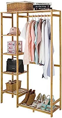 COOGOU Bamboo Wood Clothing Garment Rack with Shelves Clothes Hanging Rack Stand for Child Kids A... | Amazon (US)