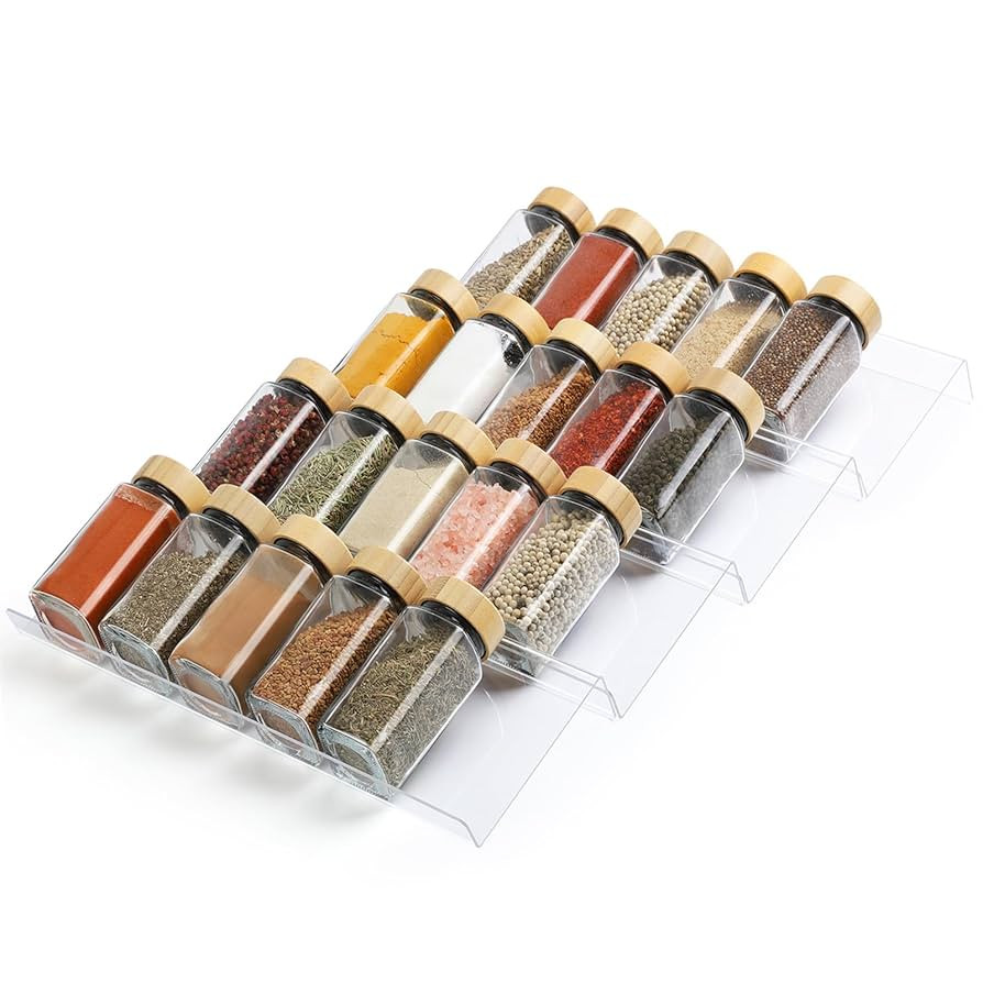 Spice Drawer Organizer 4 Tier, Acrylic Seasoning Organizer Rack, Clear Spice Rack Tray, Kitchen S... | Amazon (US)