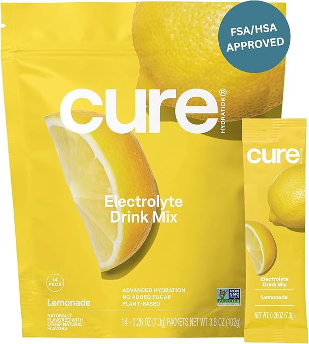 Cure Hydration | Plant-Based Electrolyte Drink Mix | No Added Sugar | FSA-HSA | Dehydration Relie... | Amazon (US)