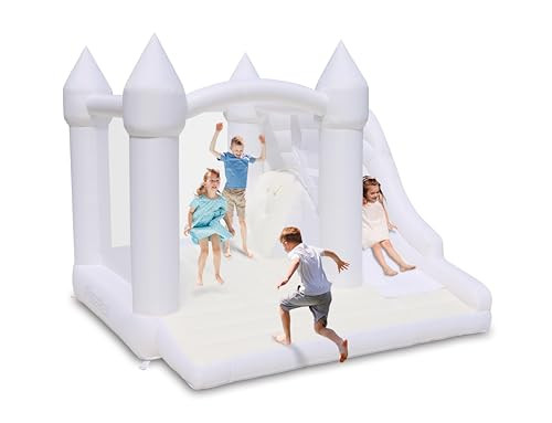 Bounceland Castle Palace Daydreamer Cloud Bounce House, 10.8 ft L x 9.8 ft W x 8.7 ft H, Basketball Hoop, UL Blower Included, Trendy Neutral Color, Fun Slide & Bounce Area, Castle Theme for Kids | Amazon (US)