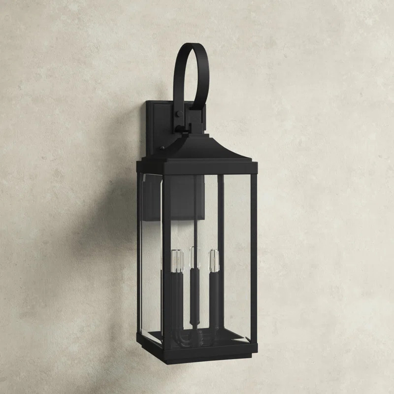3 - Bulb 30.62'' H Beveled Glass Outdoor Wall Lantern | Wayfair North America