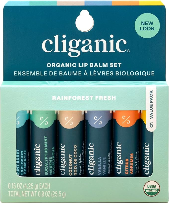 Cliganic Organic Lip Balm Set (6 Flavors) - 100% Natural Hydrating, Moisturizing for Dry Cracked ... | Amazon (US)
