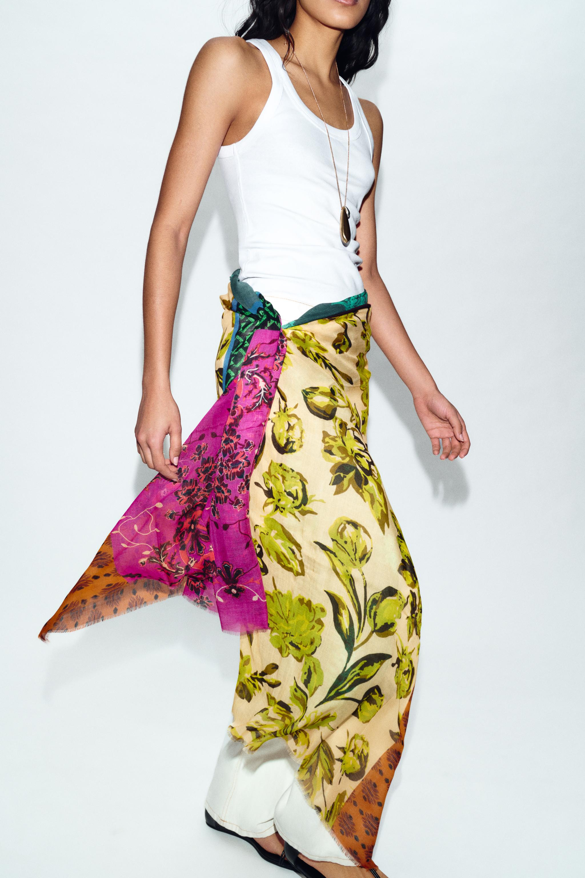 MODAL SILK FLORAL PRINT SCARF | Zara US