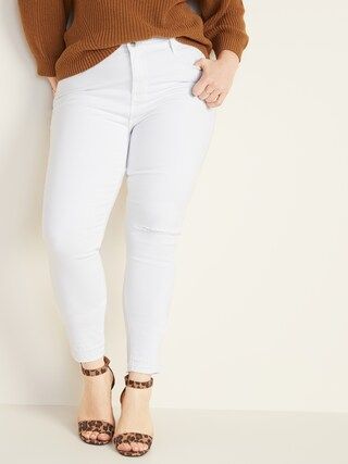 Mid-Rise Distressed Rockstar Super Skinny White Ankle Jeans for Women | Old Navy (US)