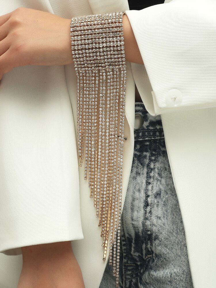 Rhinestone Tassel Wide Bracelet | SHEIN
