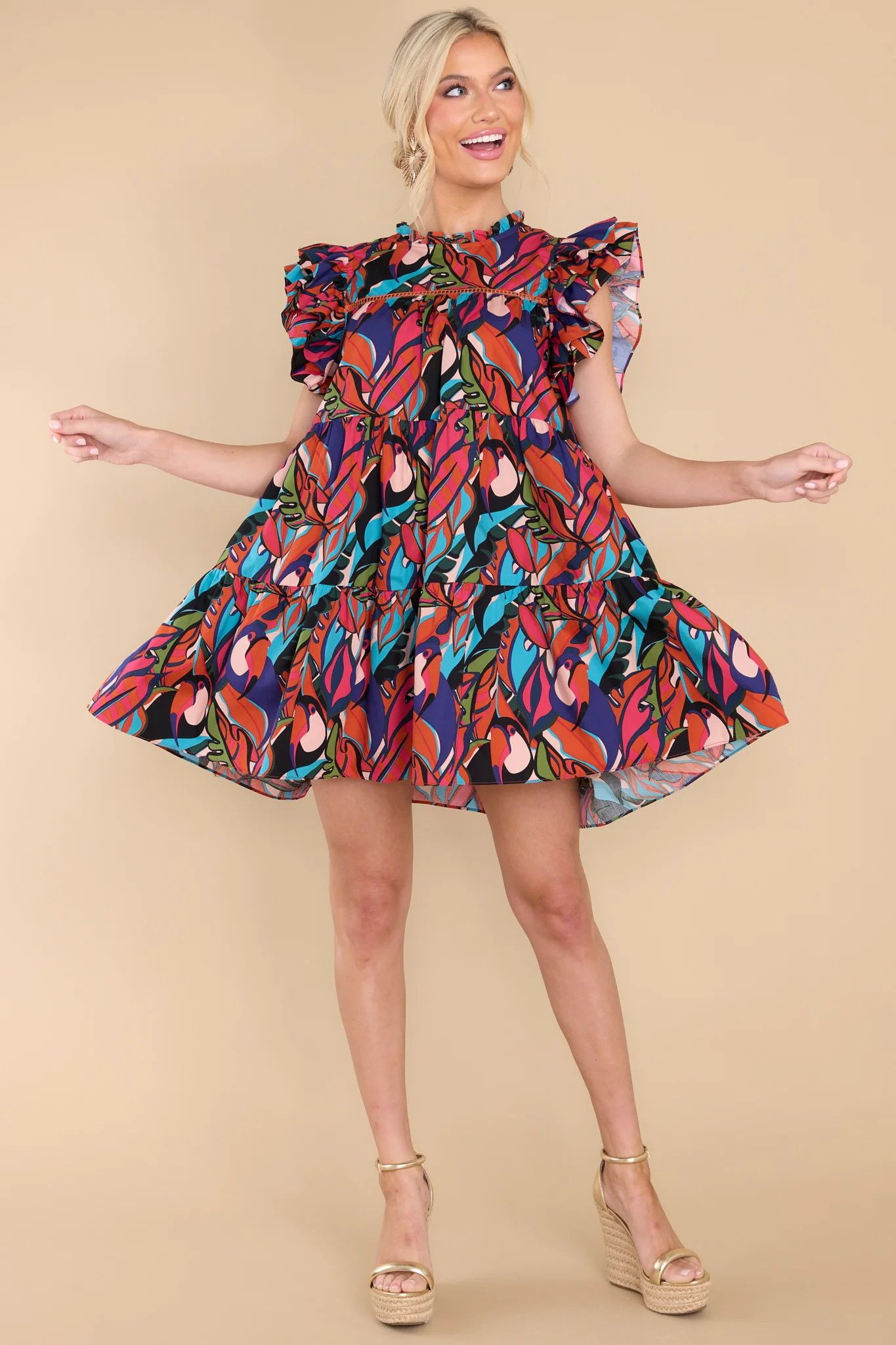 Yours To Keep Blue Multi Print Dress | Red Dress 