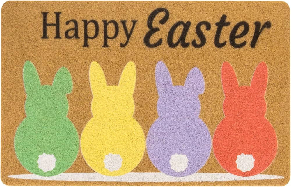 Amazon.com: Happy Easter Weclome Doormat Outdoor-Entrance - Easter Bunny-Non-Slip-Spring Porch Ho... | Amazon (US)
