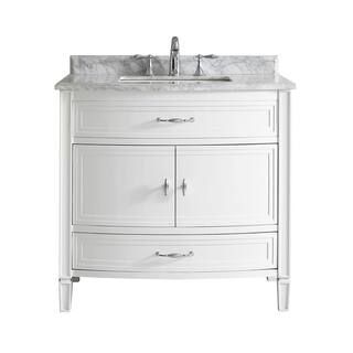 Dacosti 36 in. W x 22 in. D Vanity in White with Marble Vanity Top in White with White Sink | The Home Depot