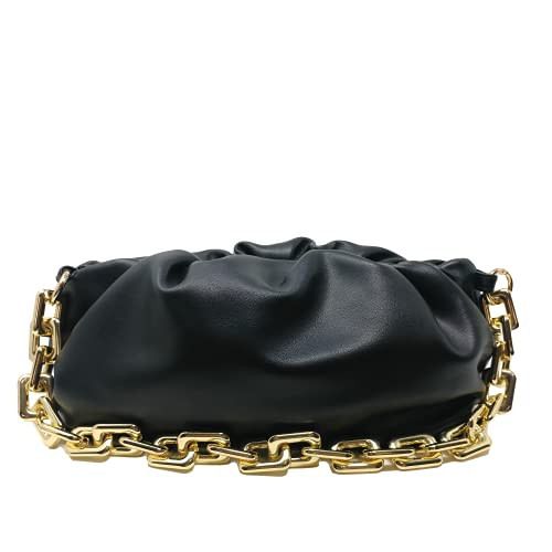 Women's Chain Pouch Bag | Cloud-Shaped Dumpling Clutch Purse | Ruched Chain Link Shoulder Handbag | Amazon (US)