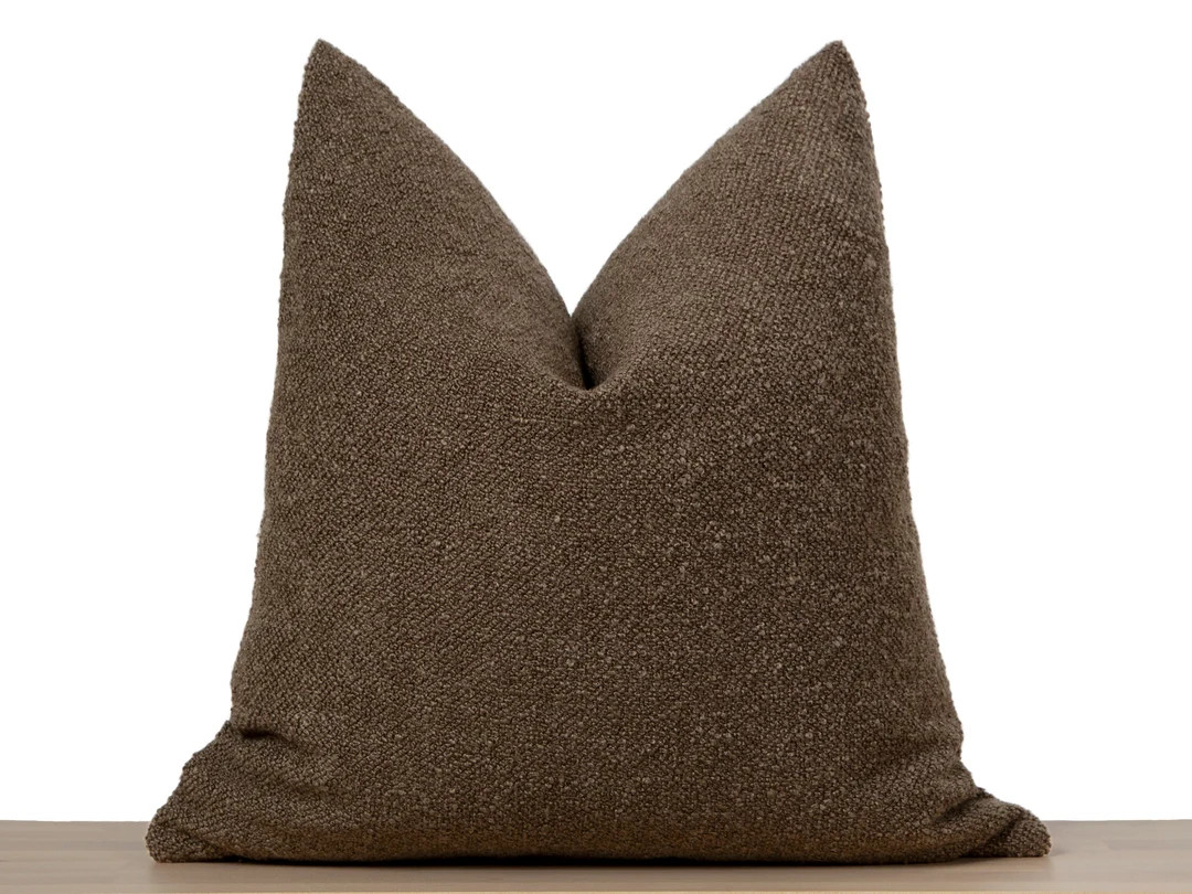Brown Boucle Pillow Cover Dark Brown Throw Pillow Boho Cushion Cover Textured Thick Soft Fabric A... | Etsy (US)