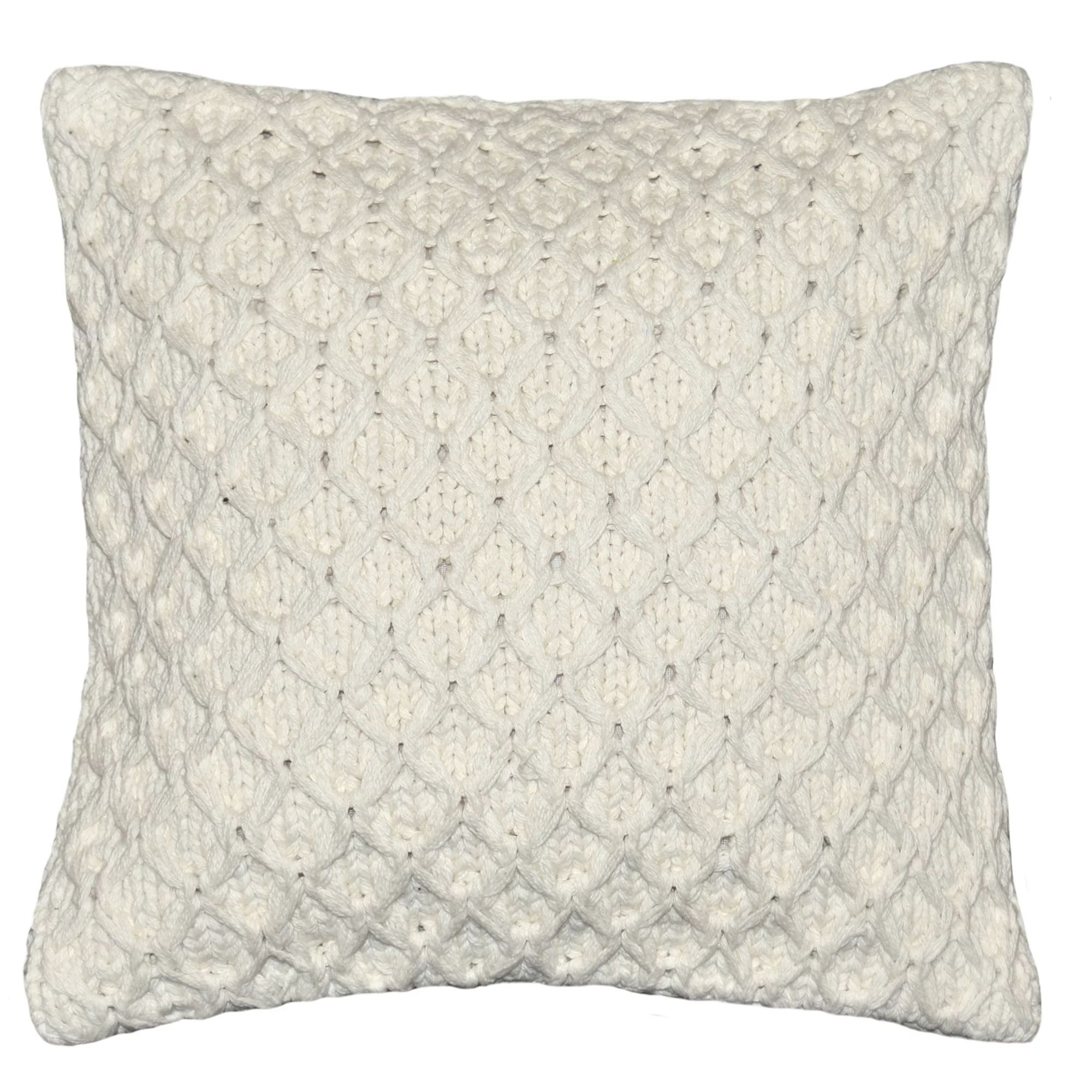 Better Homes & Gardens Sweater Knit Decorative Throw Pillow, 17" x 17", Ivory | Walmart (US)