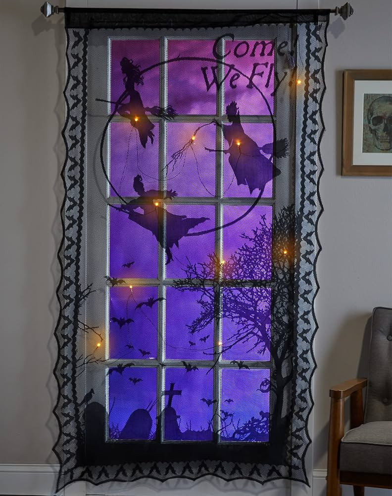 Spirit Halloween Hocus Pocus Light-Up Lace Panel | Officially Licensed | Halloween Decor | Home D... | Amazon (US)