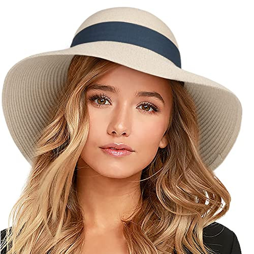 FURTALK Womens Beach Sun Straw Hat UV UPF 80+ Travel Foldable Brim Summer UV Hat | Amazon (US)