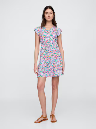 Flutter Sleeve Tie-Waist Mini Dress | Gap Factory | Gap Factory