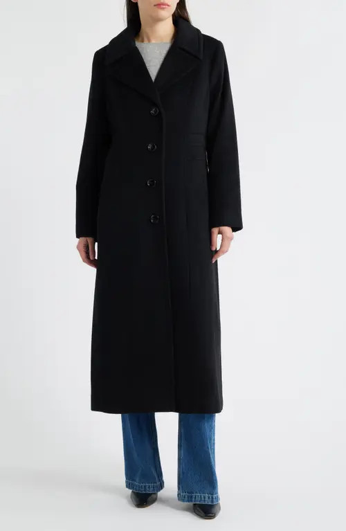 London Fog Wool Blend Longline Coat in Black at Nordstrom, Size X-Large | Nordstrom