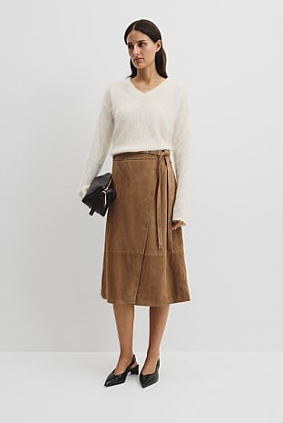 Suede Wrap Midi Skirt | Country Road