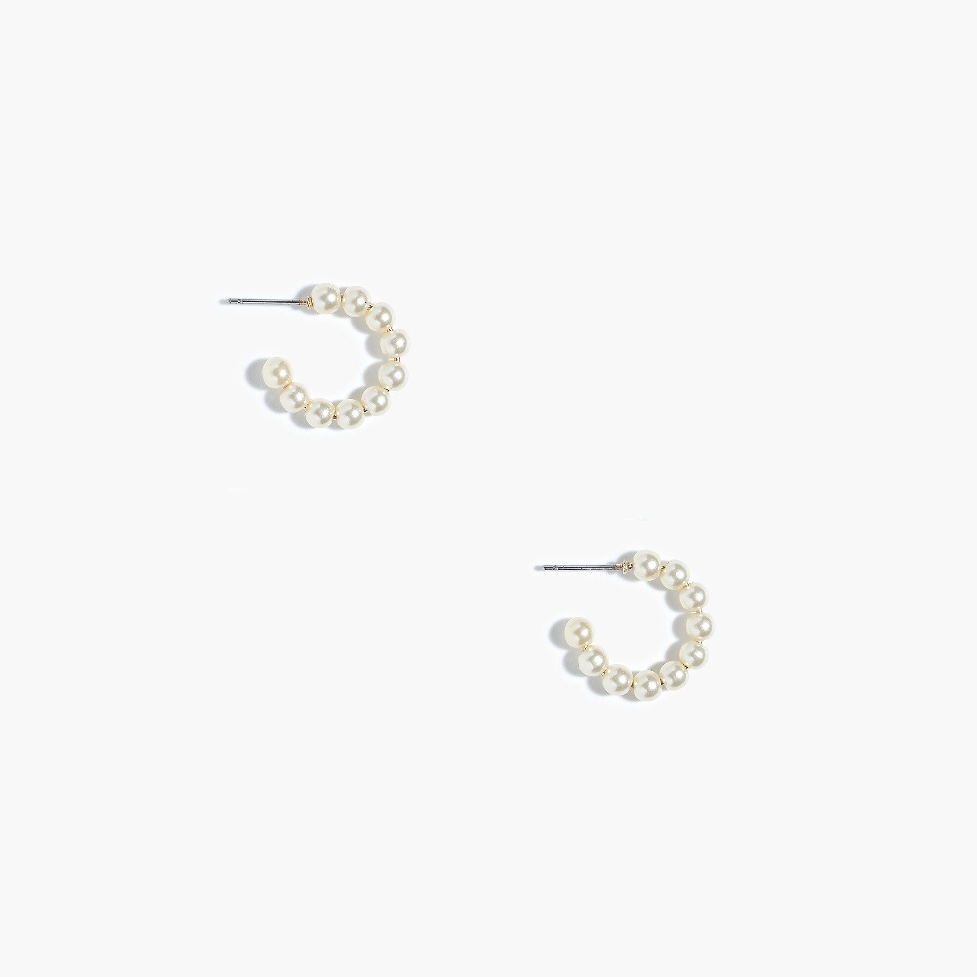 Tiny pearl hoop earrings | J.Crew Factory