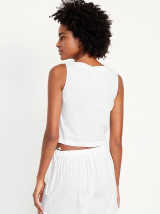 Sleeveless Linen-Blend Crop Top | Old Navy (US)