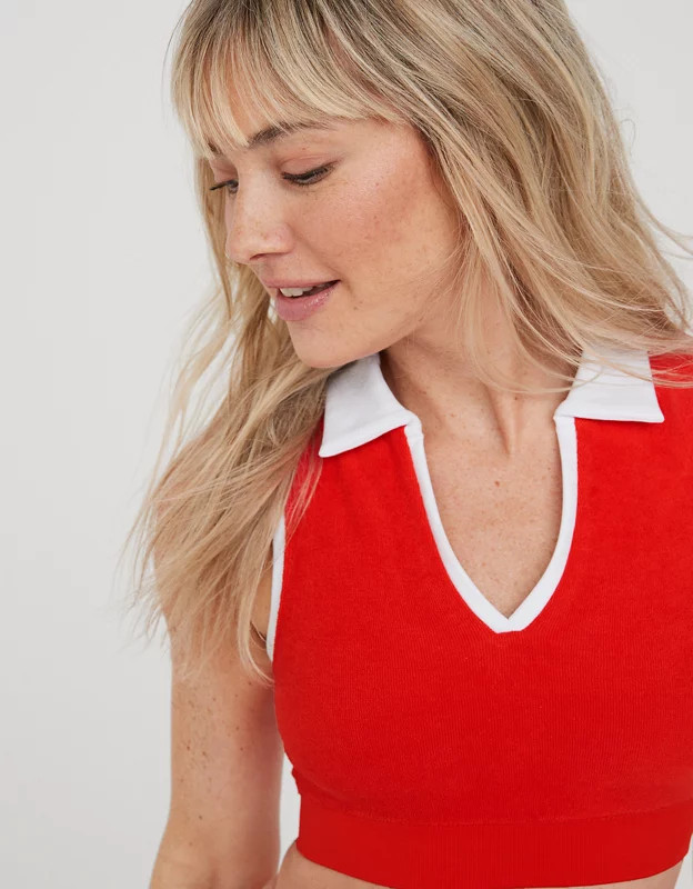 OFFLINE By Aerie Hole-In-One Terry Polo Sports Bra | Aerie