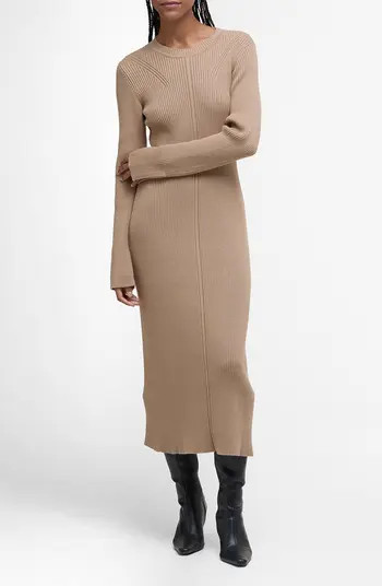 Barbour Anastasia Directional Rib Long Sleeve Cotton Sweater Dress | Nordstrom | Nordstrom