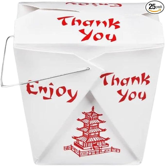 16 Oz Pagoda Chinese Take Out Boxes with Wire Handle (25 Count) | Amazon (US)